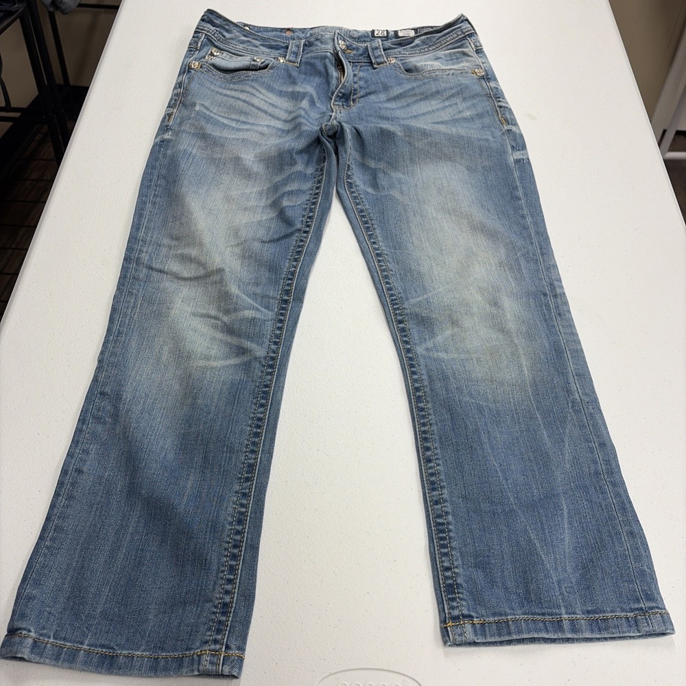 Miss Me Jeans Womens Size 28 Blue Boyfriend Capri Denim Pants